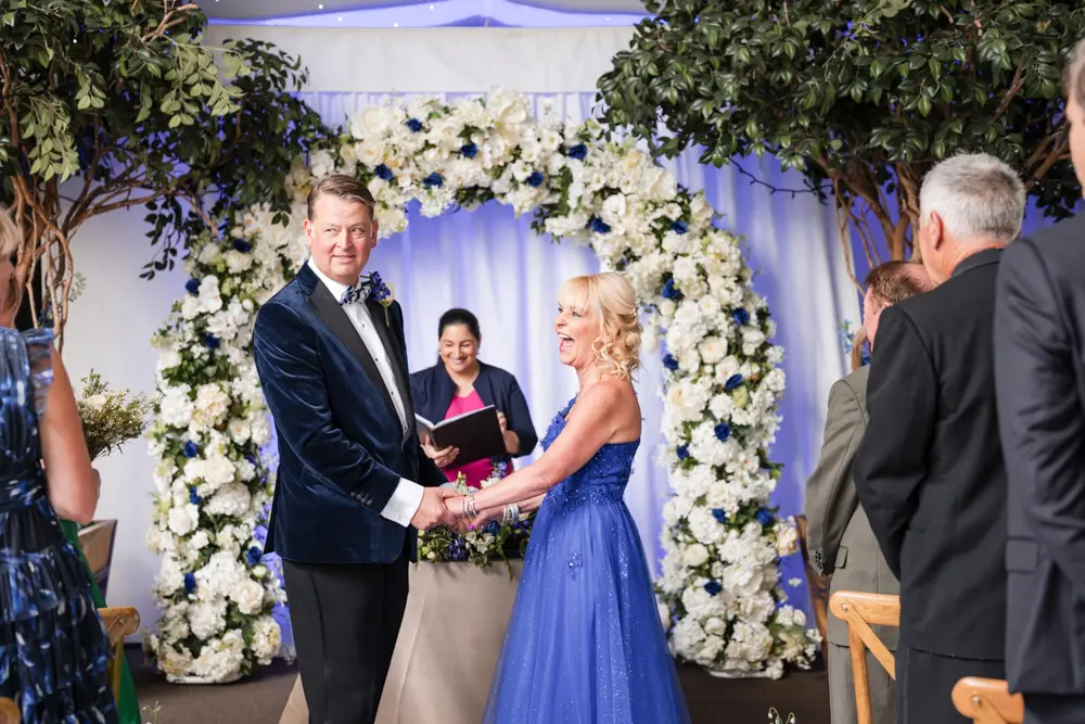 Hurley House Hotel wedding. Bride and groom during ceremony.