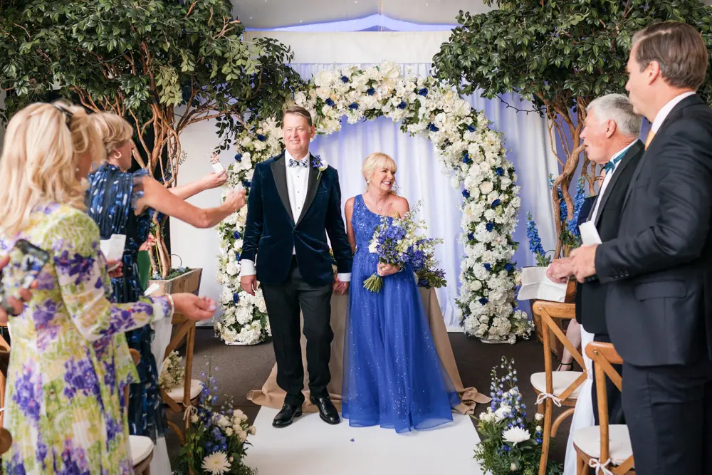 Hurley House Hotel wedding. Bride and groom after ceremony.