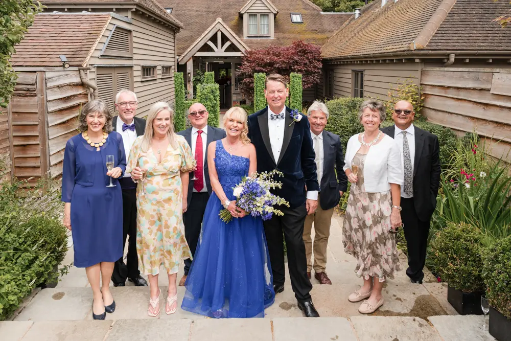 Hurley House Hotel wedding. Bride and groom with guests.