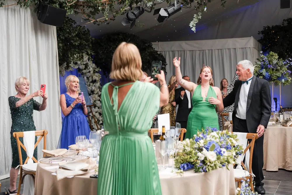 Hurley House Hotel wedding. Guests and singing waiter.