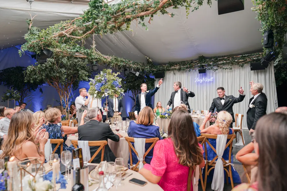 Hurley House Hotel wedding. Singing waiters and guests