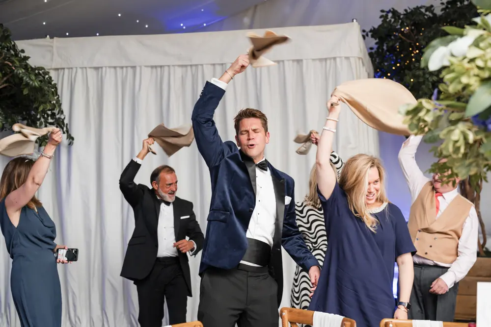 Hurley House Hotel wedding. Singing waiters and guests