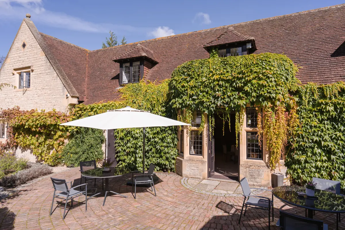The patio of la belle epoque at le manoir aux quat'saisons.