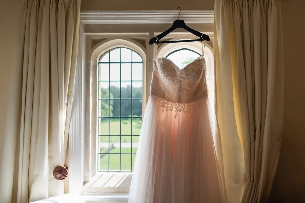 Notley Abbey Wedding photography. Wedding dress.