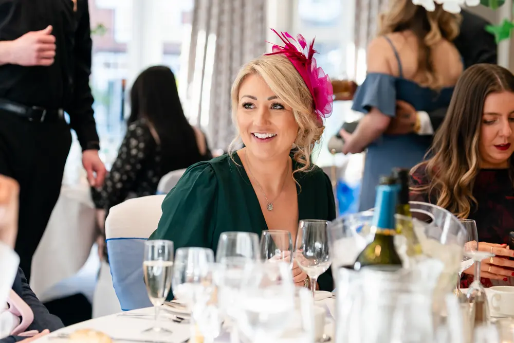 Bull Hotel wedding photography. Guests during wedding breakfast.