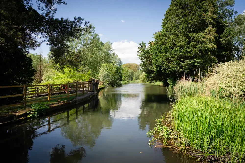 The Old Mill Wedding Photography. View downstream from the bridge at the Mill.