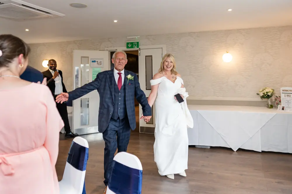 Bride and groom at their Lambert Arms wedding reception after a church ceremony at St Boltoph Bradenham