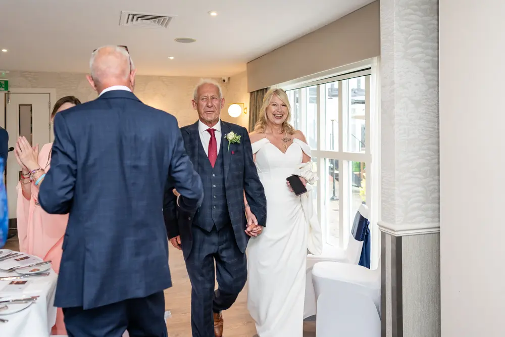 Bride and groom at their Lambert Arms wedding reception after a church ceremony at St Boltoph Bradenham
