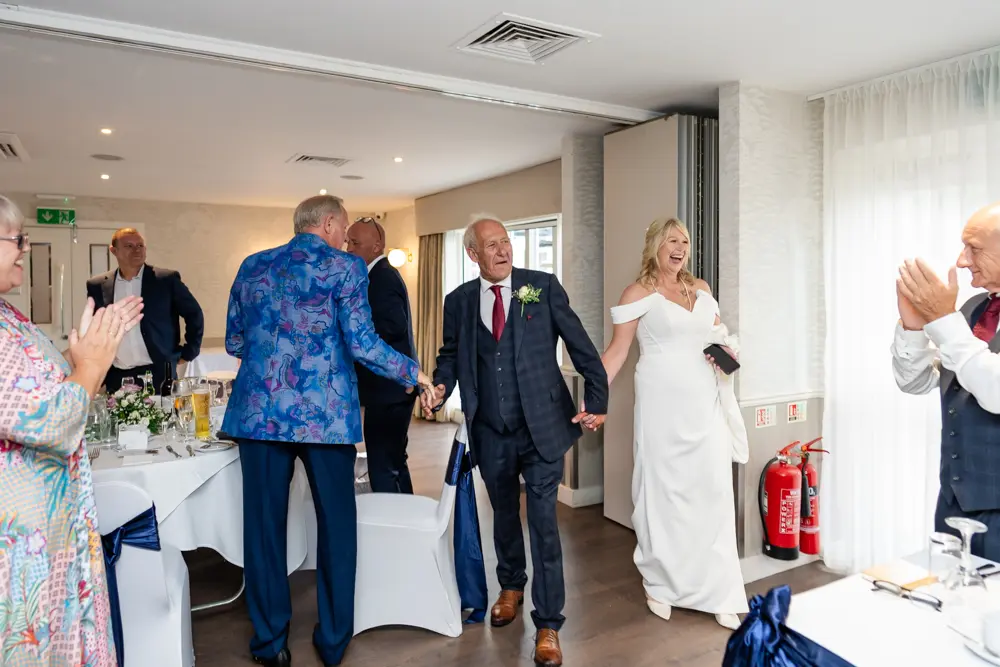 Bride and groom at their Lambert Arms wedding reception after a church ceremony at St Boltoph Bradenham