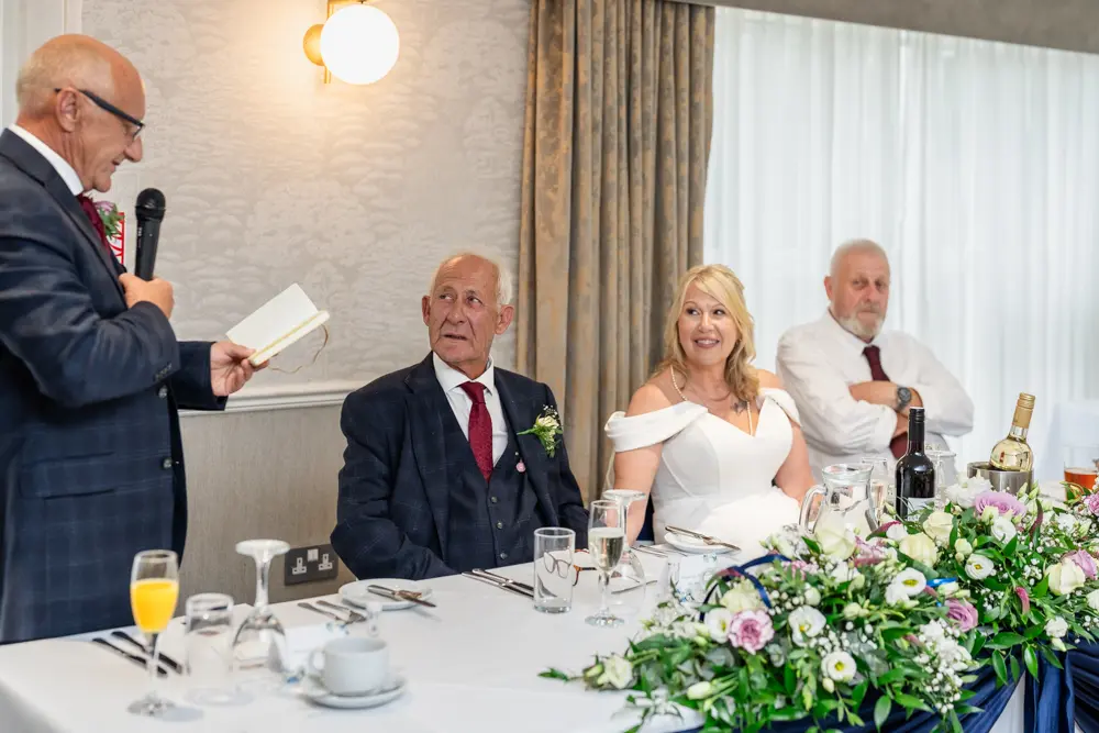 Bride and groom at their Lambert Arms wedding reception after a church ceremony at St Boltoph Bradenham