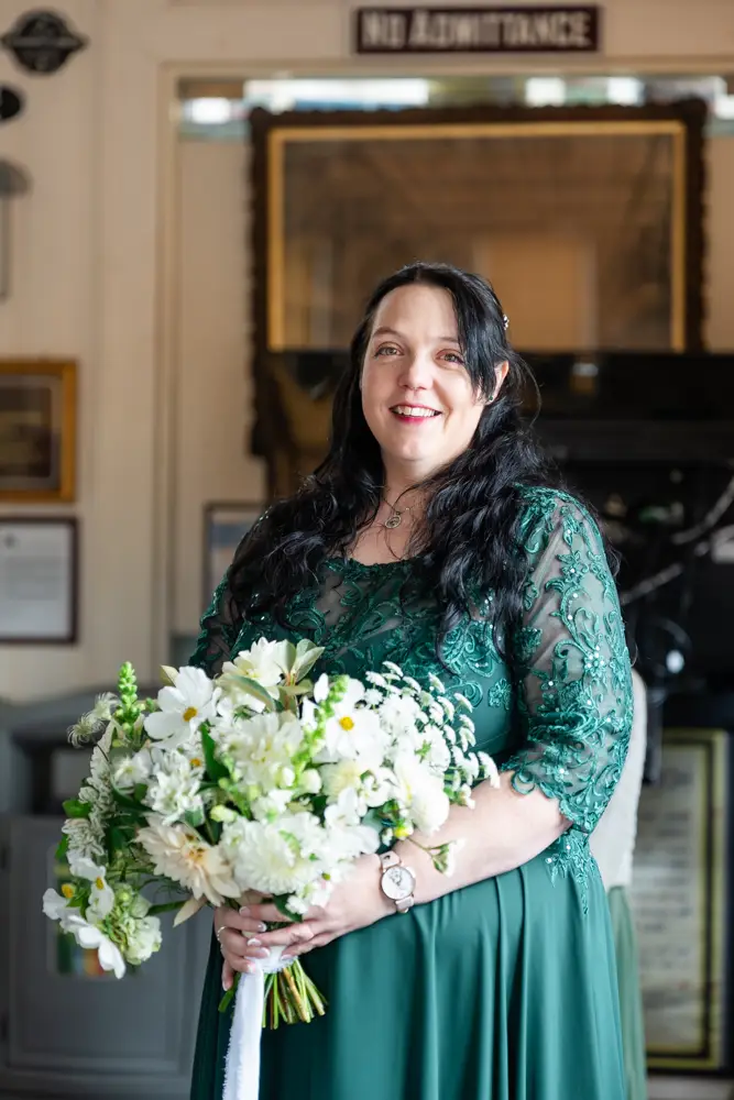 Buckinghamshire Railway Centre Wedding Photographer. Bride before wedding ceremony.