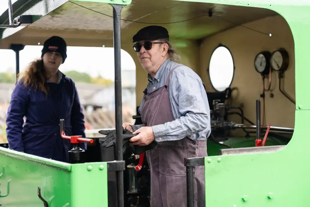 Buckinghamshire Railway Centre Wedding Photographer. Steam train driver.