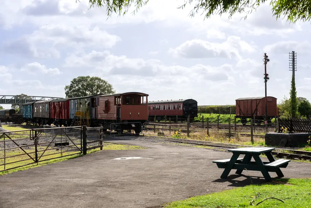 Bucks Railway Centre. red trains in siding