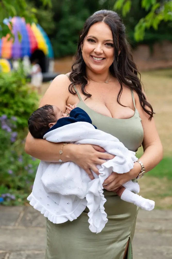 Stoke Place wedding photographer. guests in garden