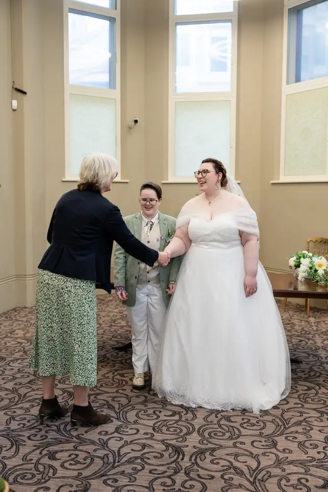 Reading Town Hall wedding photographer. Newlyweds after ceremony at the town hall.