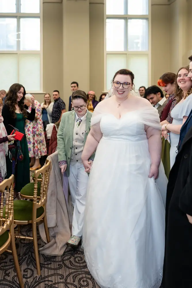 Reading Town Hall wedding photographer. Newlyweds leaving ceremony at the town hall.