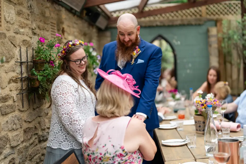 Woodstock wedding photographer. Bride and groom in Back Lane Tavern.