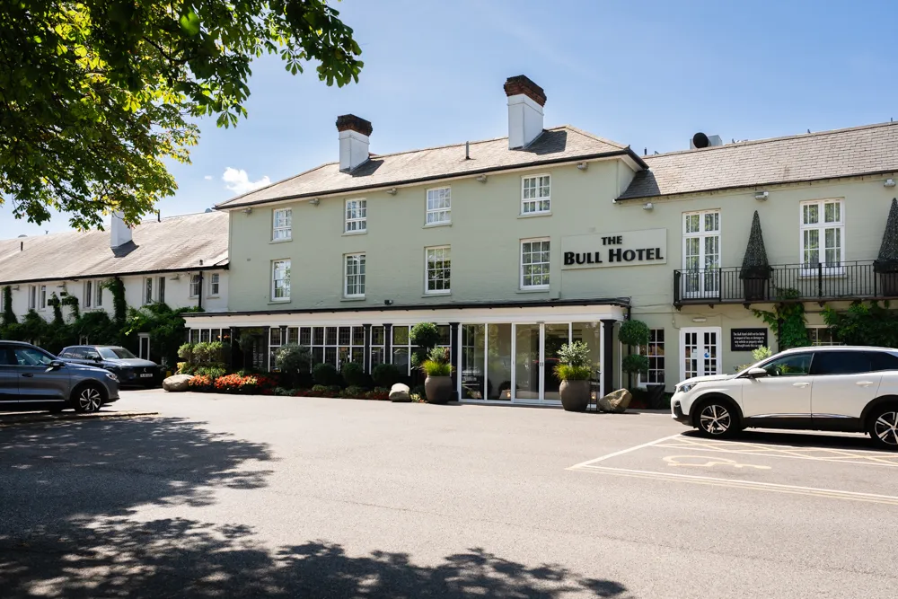 Bull hotel entrance on wedding morning.