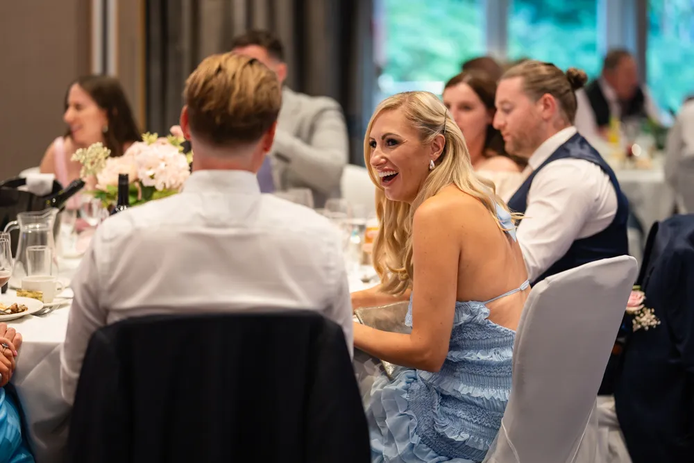 Candid guest photos during wedding breakfast. Bull Hotel Wedding Photographer.