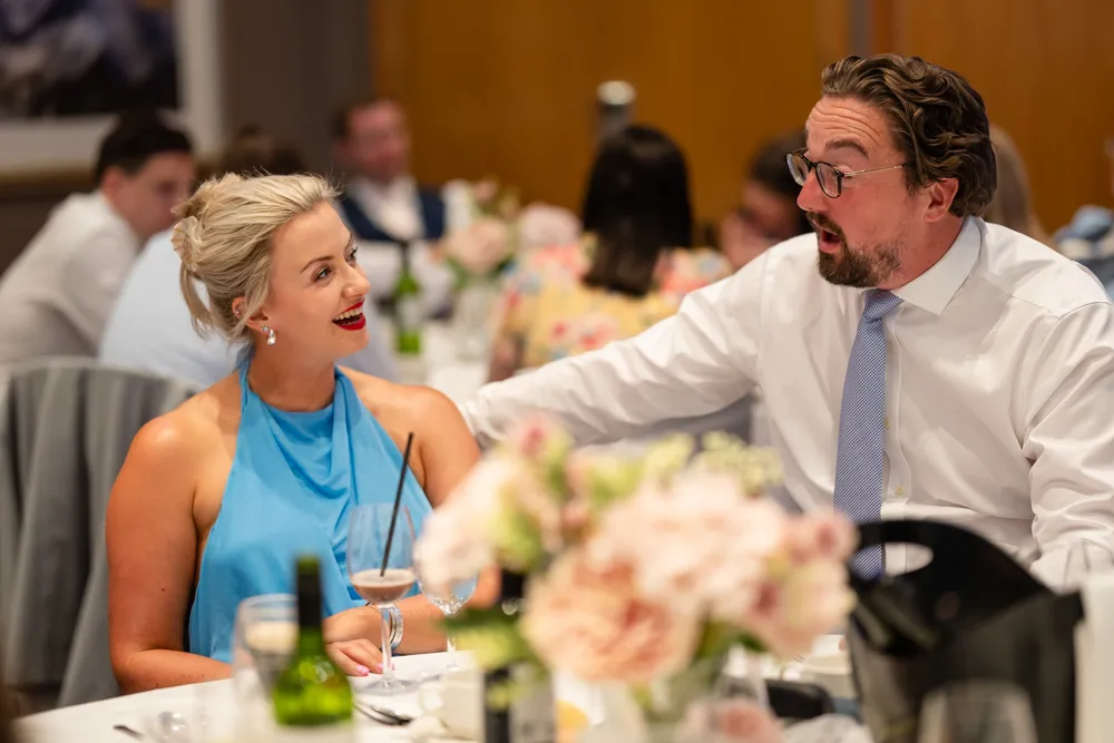 Candid guest photos during wedding breakfast. Bull Hotel Wedding Photographer.