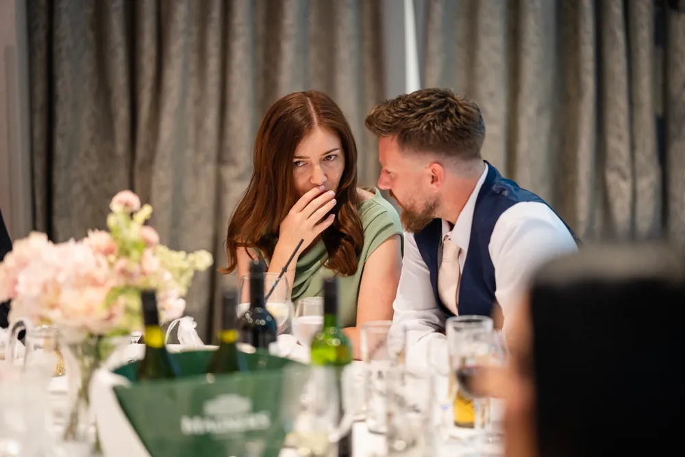 Candid guest photos during wedding breakfast. Bull Hotel Wedding Photographer.