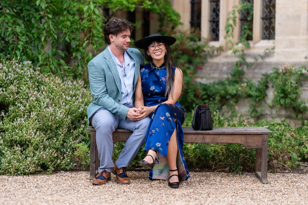 St Cross College wedding photographer. Guest photos in the Blackwell Quad.